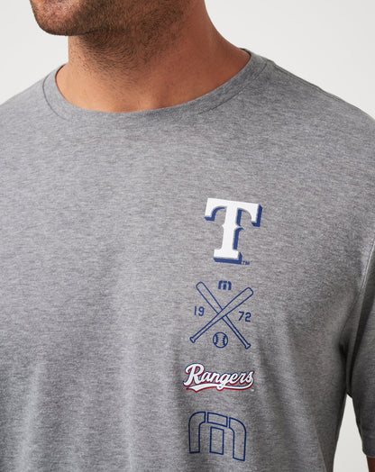 Texas Rangers Sunset Slam Tee Heather Grey | Travis Mathew