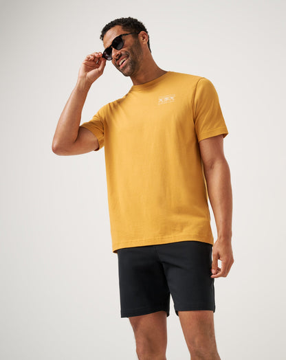 Crosscheck Tee Spruce Yellow | Travis Mathew