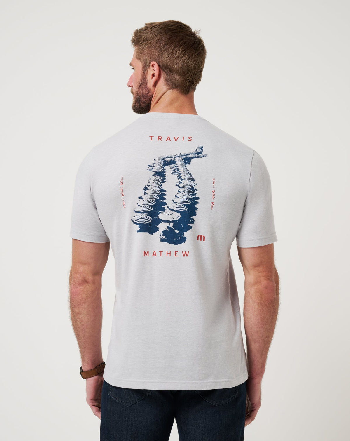 Travel Diary Tee Heather Light Grey | Travis Mathew