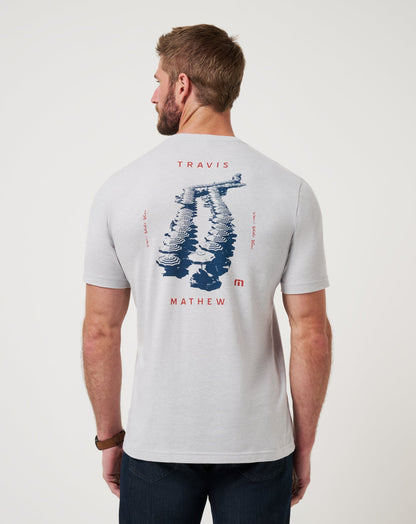 Travel Diary Tee Heather Light Grey | Travis Mathew