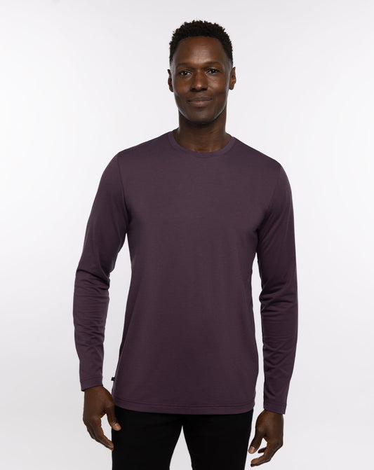 The Crew Long Sleeve Tee Mauve Wine/Blue Nights | Travis Mathew