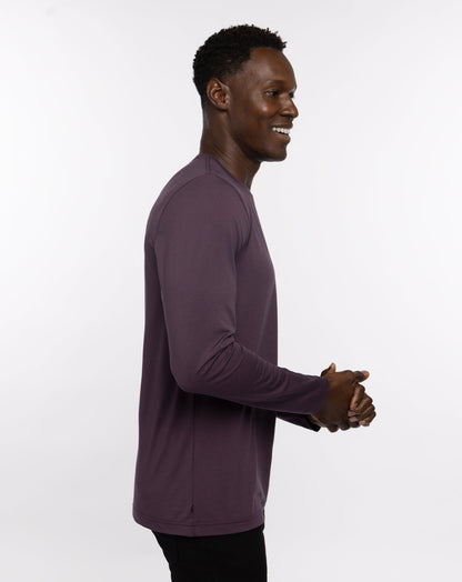 The Crew Long Sleeve Tee Mauve Wine/Blue Nights | Travis Mathew