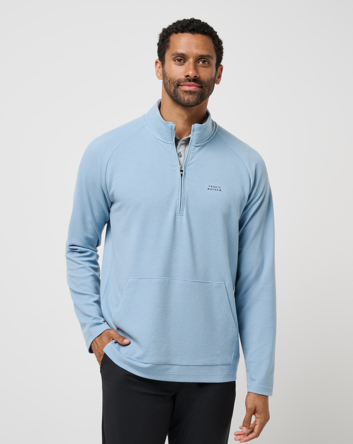 Performance Waffle Quarter Zip Dusty Blue | Travis Mathew