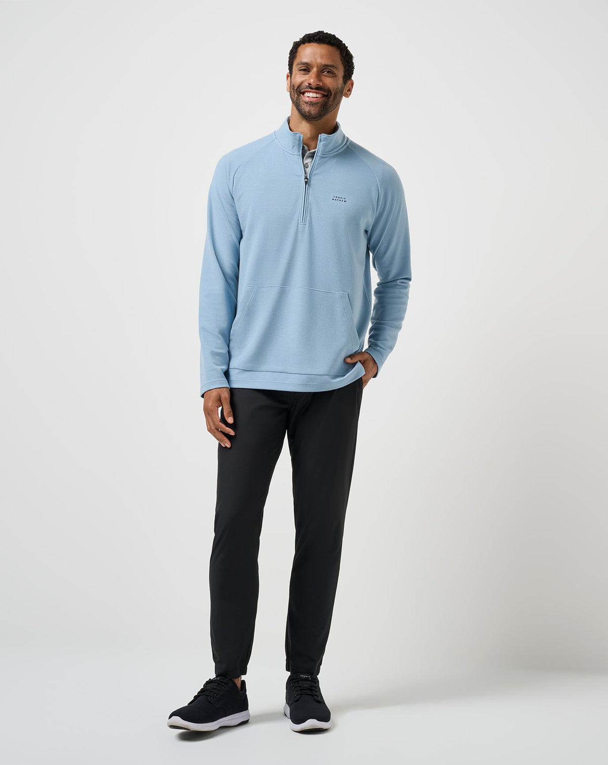 Performance Waffle Quarter Zip Dusty Blue | Travis Mathew