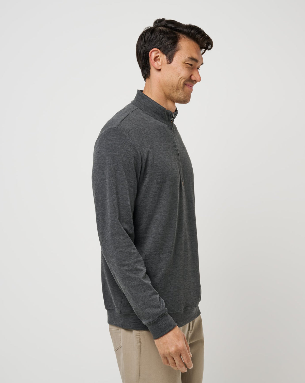 Cloud Sweater Quarter Zip Heather Black | Travis Mathew