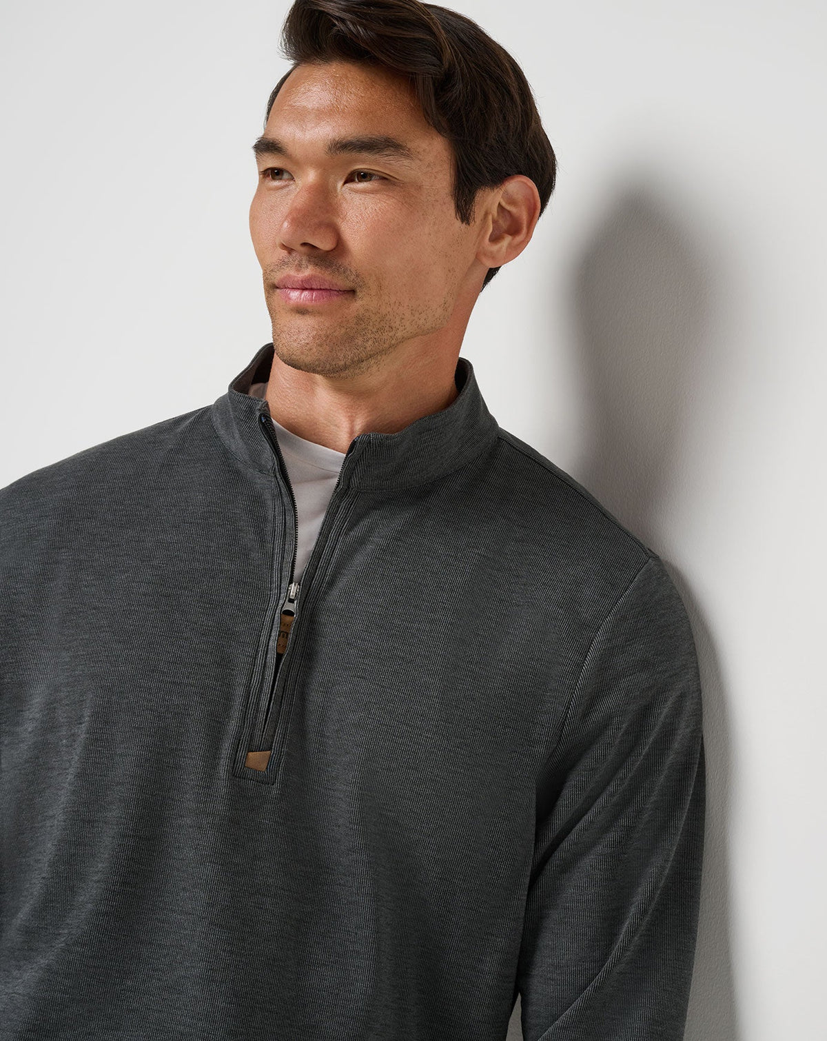 Cloud Sweater Quarter Zip Heather Black | Travis Mathew