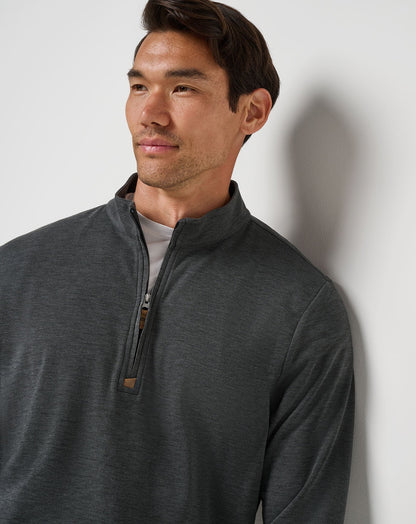 Cloud Sweater Quarter Zip Heather Black | Travis Mathew