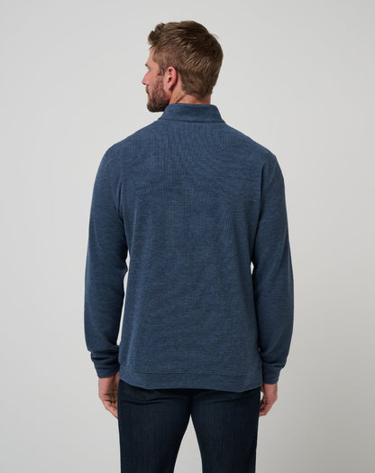 Cloud Sweater Quarter Zip Heather Navy | Travis Mathew