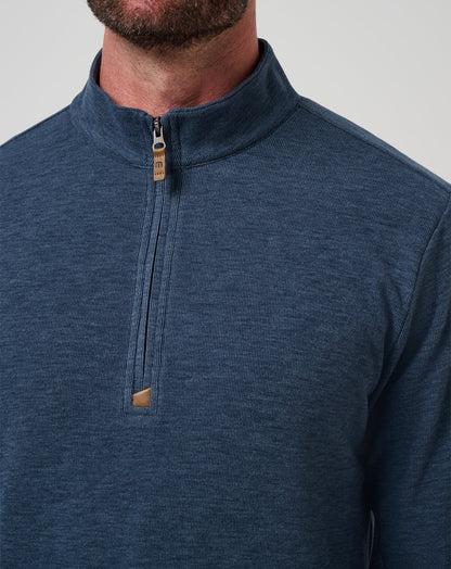 Cloud Sweater Quarter Zip Heather Navy | Travis Mathew