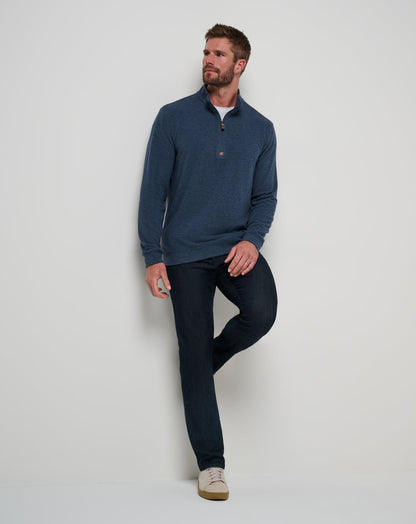 Cloud Sweater Quarter Zip Heather Navy | Travis Mathew