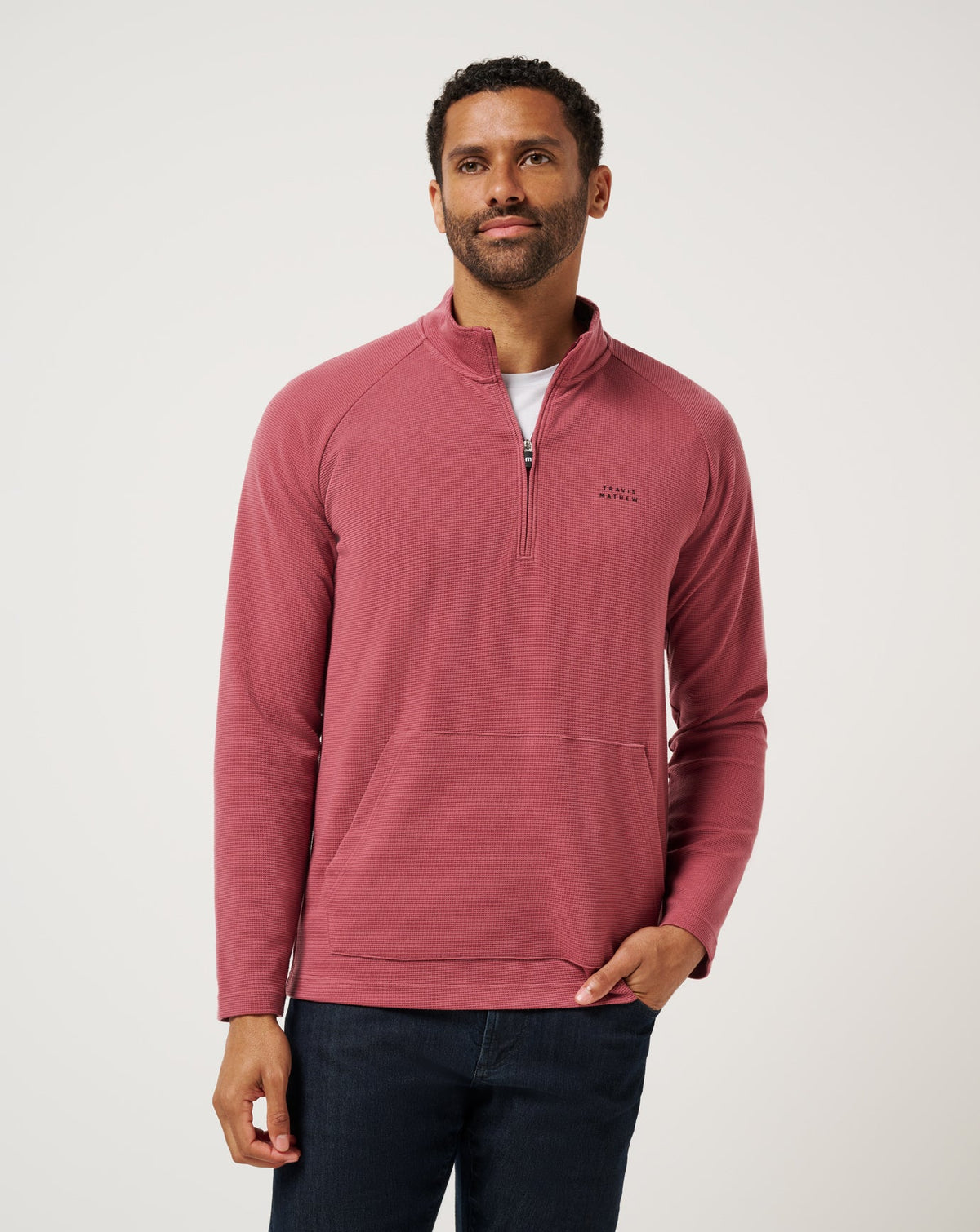 Performance Waffle Quarter Zip Roan Rouge | Travis Mathew
