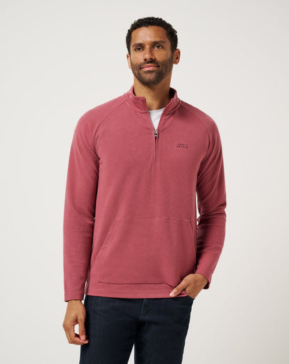 Performance Waffle Quarter Zip Roan Rouge | Travis Mathew