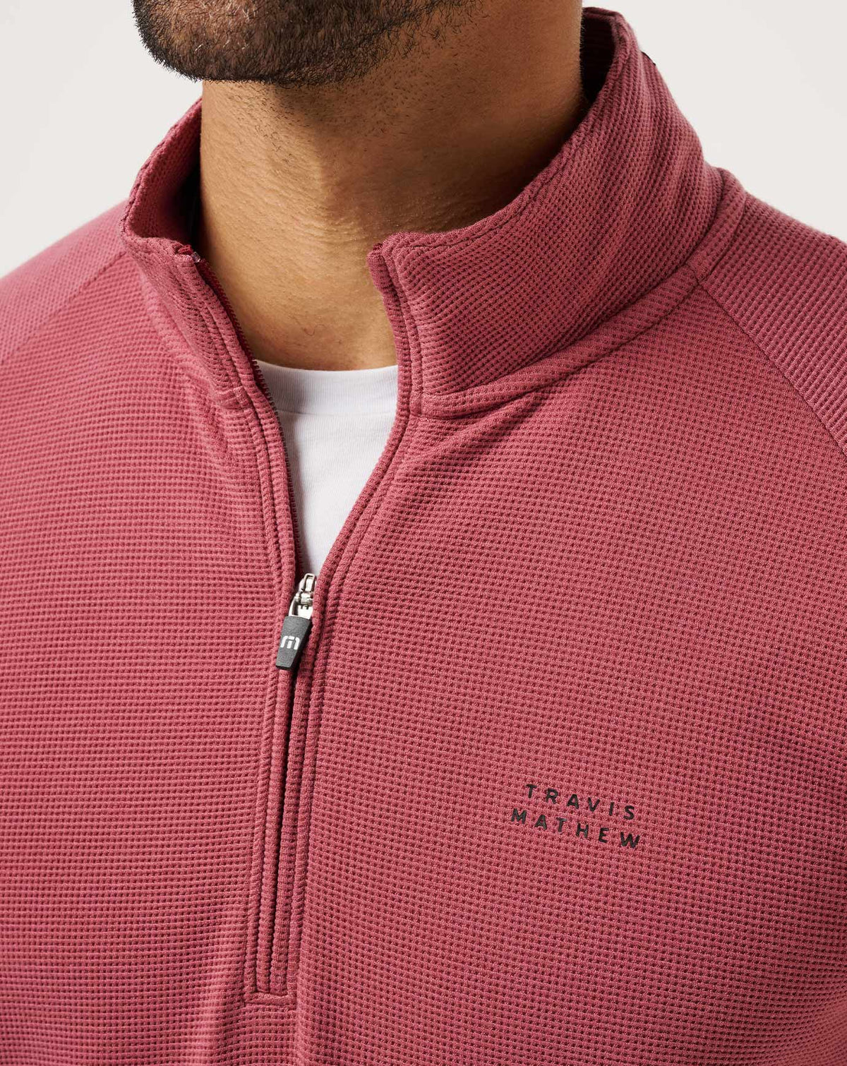Performance Waffle Quarter Zip Roan Rouge | Travis Mathew