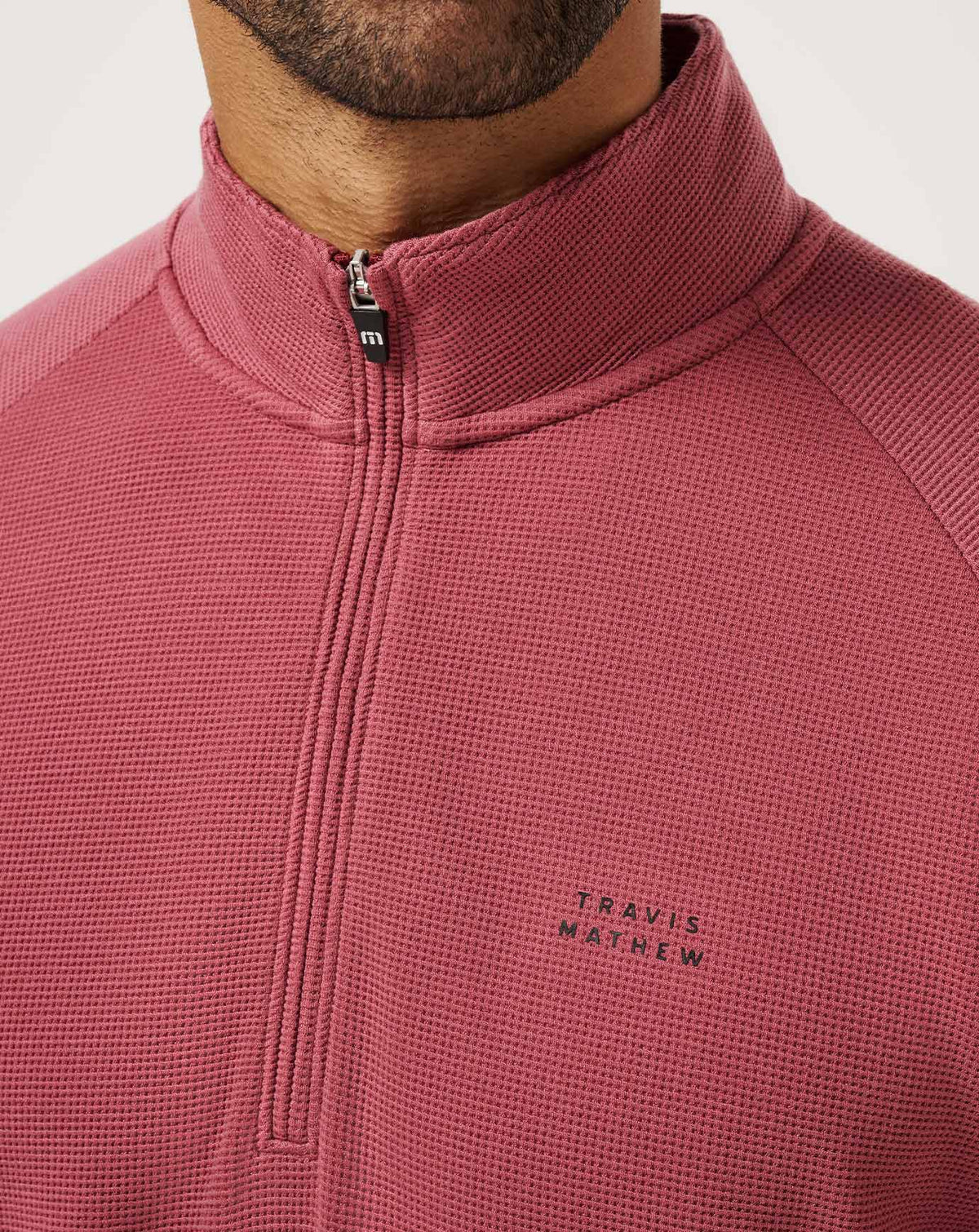 Performance Waffle Quarter Zip Roan Rouge | Travis Mathew