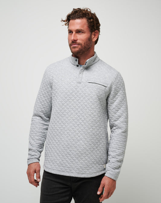 Transatlantic Quarter Zip Heather Light Grey | Travis Mathew