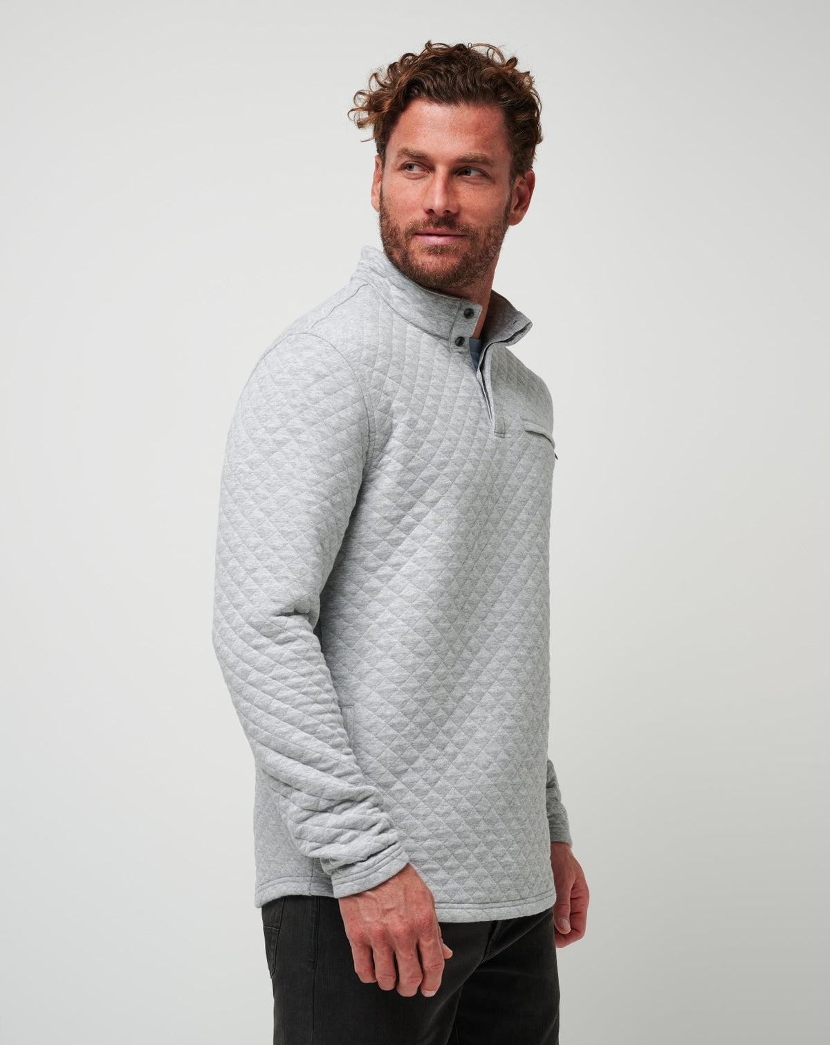 Transatlantic Quarter Zip Heather Light Grey | Travis Mathew