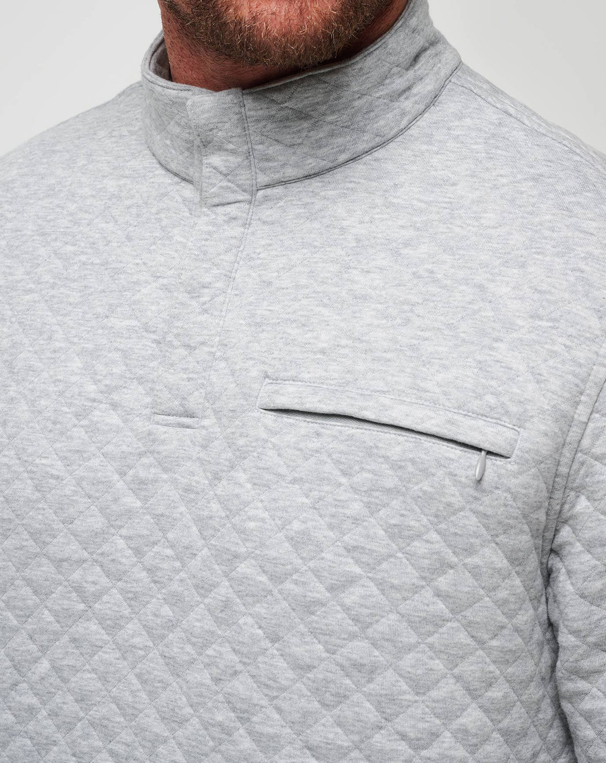 Transatlantic Quarter Zip Heather Light Grey | Travis Mathew