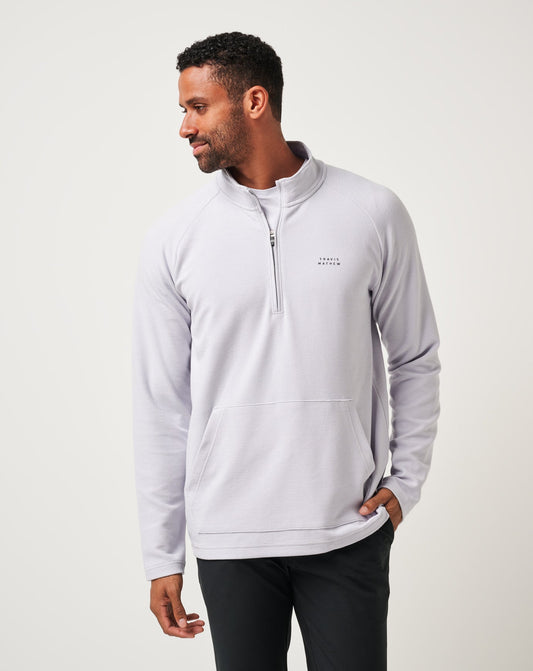 Performance Waffle Quarter Zip Heather Light Grey | Travis Mathew