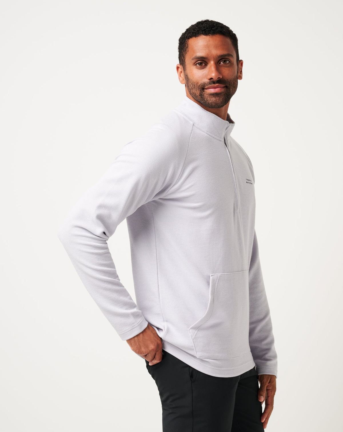 Performance Waffle Quarter Zip Heather Light Grey | Travis Mathew