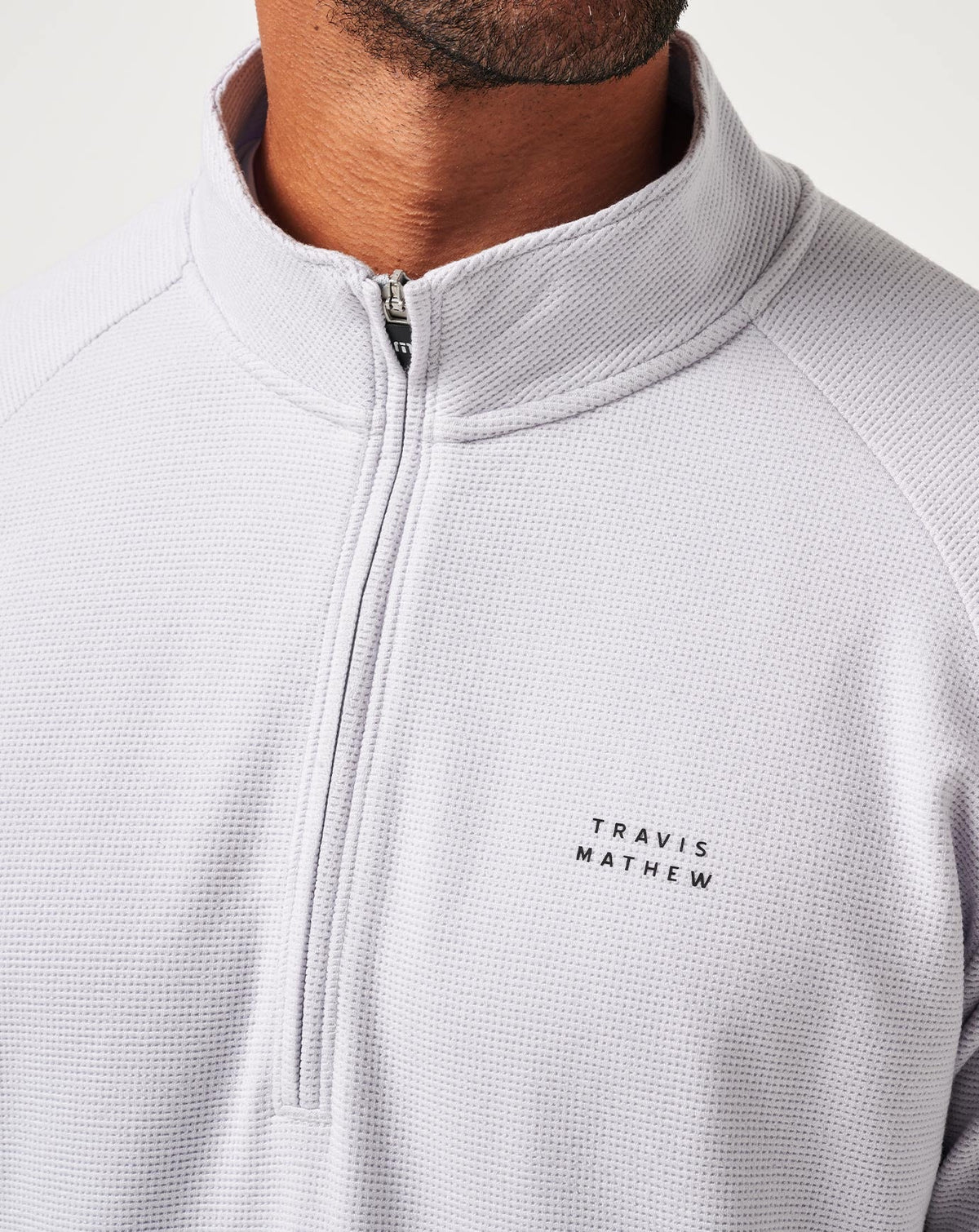 Performance Waffle Quarter Zip Heather Light Grey | Travis Mathew