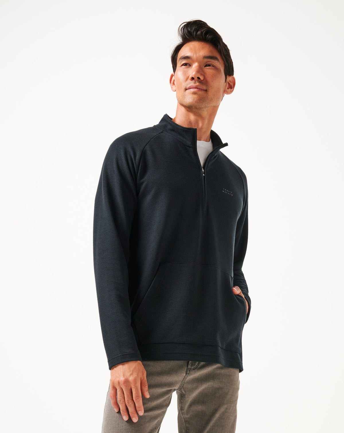 Performance Waffle Quarter Zip Black | Travis Mathew