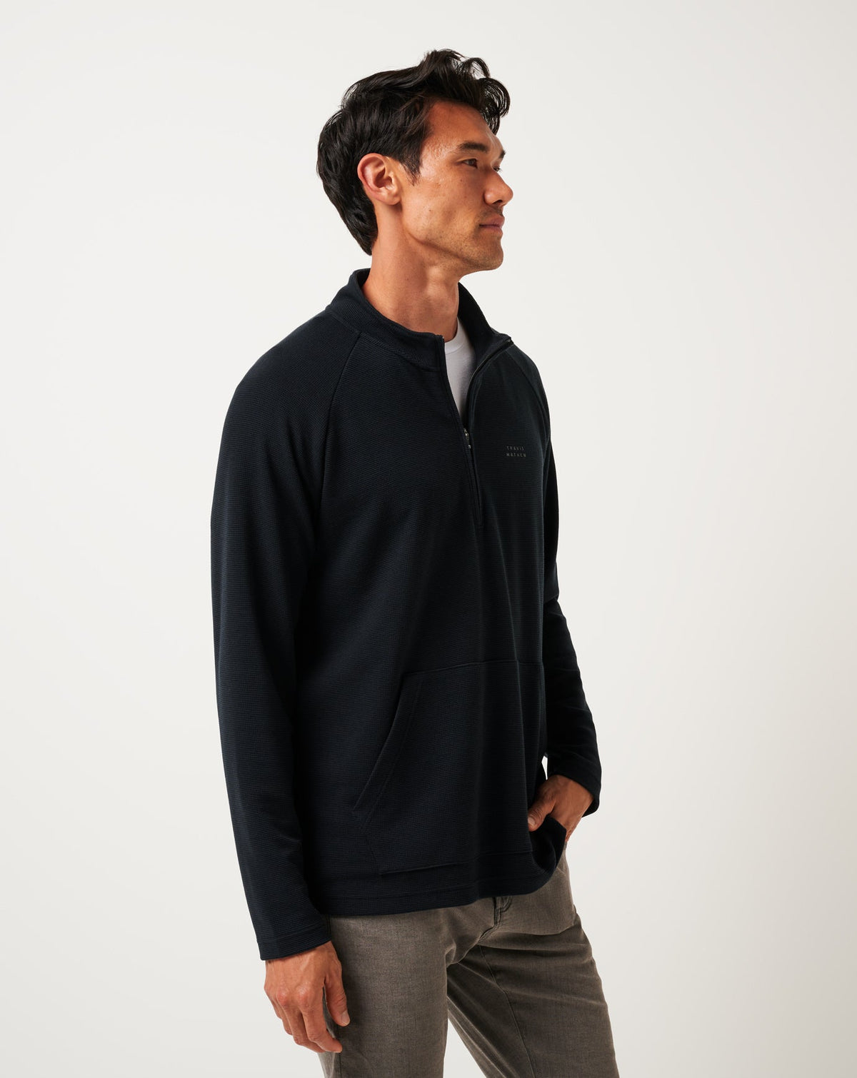 Performance Waffle Quarter Zip Black | Travis Mathew