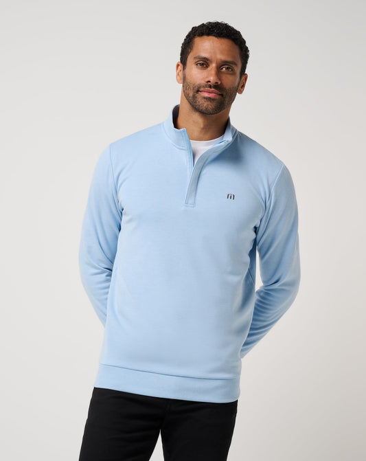 Cloud Quarter Zip 2.0 Heather Powder Blue | Travis Mathew