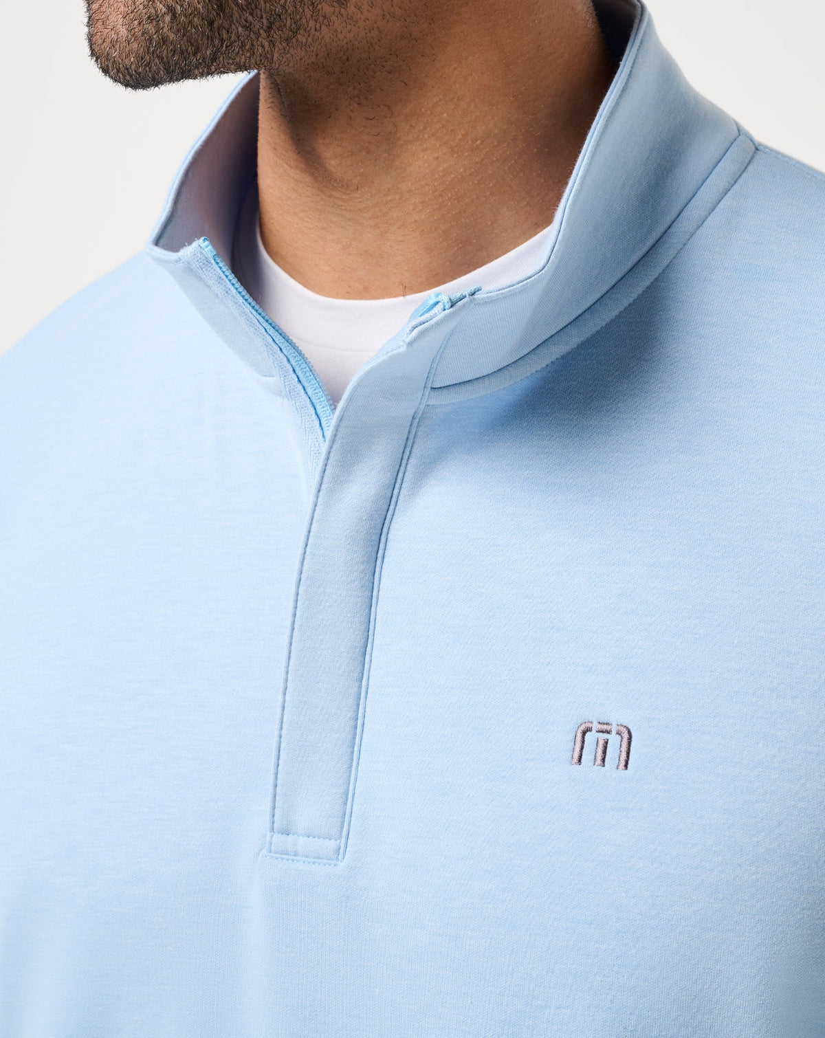 Cloud Quarter Zip 2.0 Heather Powder Blue | Travis Mathew
