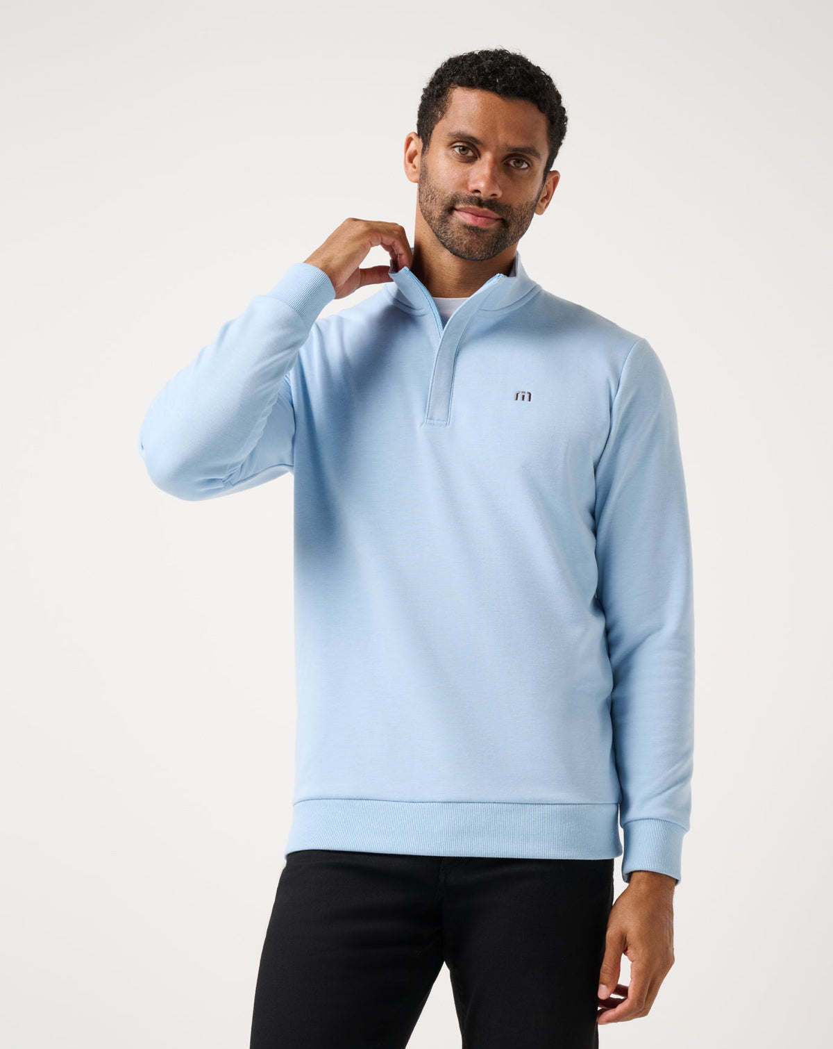 Cloud Quarter Zip 2.0 Heather Powder Blue | Travis Mathew