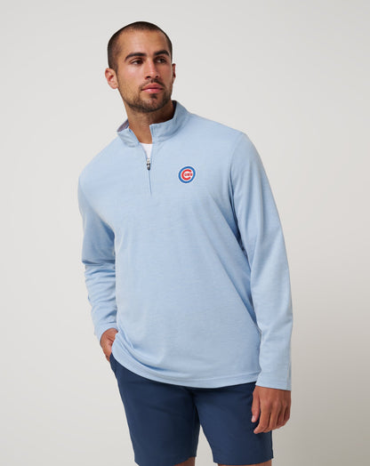 Chicago Cubs Time To Tailgate Quarter Zip Heather Blue | Travis Mathew