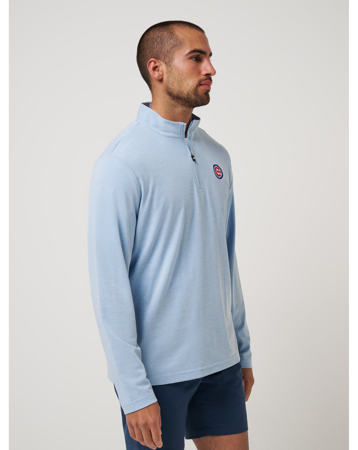 Chicago Cubs Time To Tailgate Quarter Zip Heather Blue | Travis Mathew