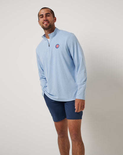 Chicago Cubs Time To Tailgate Quarter Zip Heather Blue | Travis Mathew