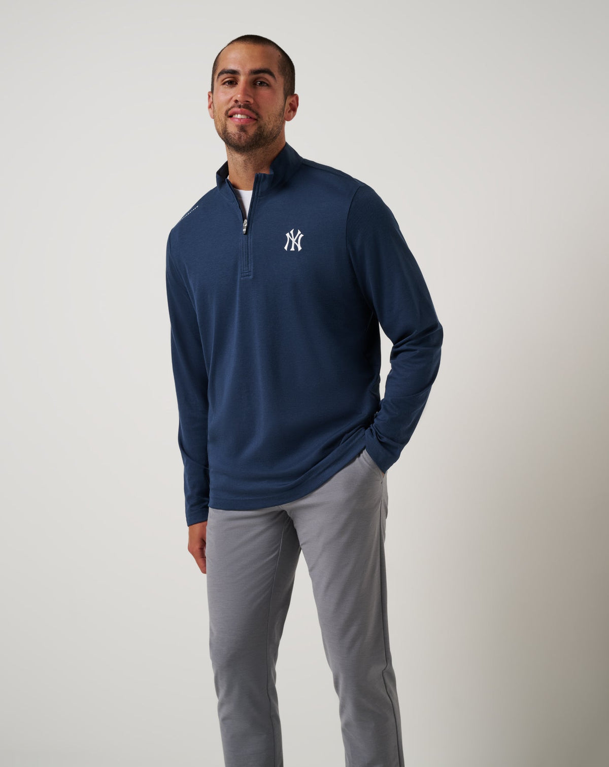 New York Yankees Time To Tailgate Quarter Zip Navy | Travis Mathew