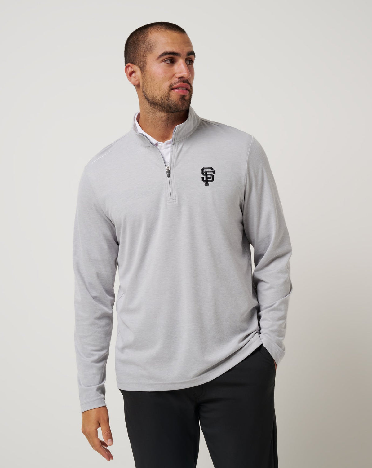San Francisco Giants Time To Tailgate Quarter Zip Heather Grey | Travis Mathew