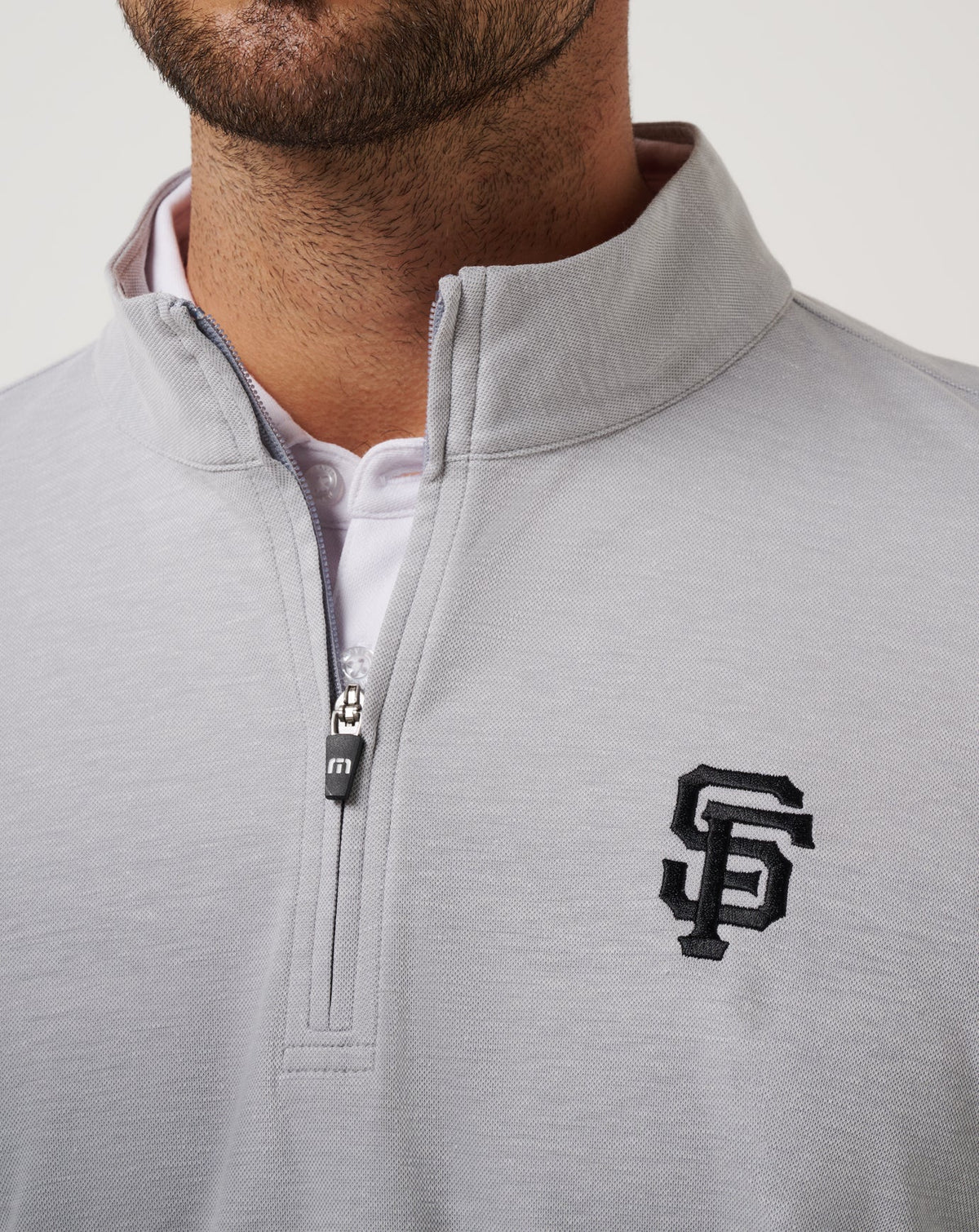 San Francisco Giants Time To Tailgate Quarter Zip Heather Grey | Travis Mathew