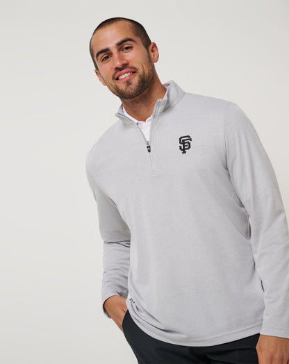 San Francisco Giants Time To Tailgate Quarter Zip Heather Grey | Travis Mathew