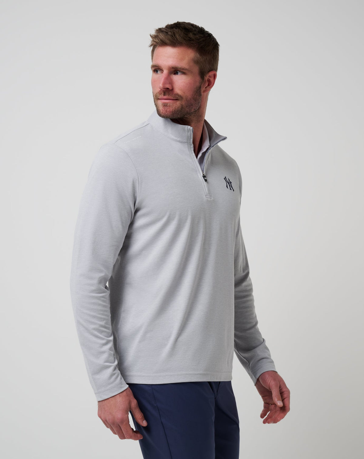 New York Yankees Time To Tailgate Quarter Zip Heather Grey | Travis Mathew