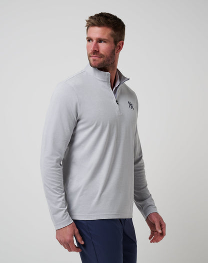 New York Yankees Time To Tailgate Quarter Zip Heather Grey | Travis Mathew