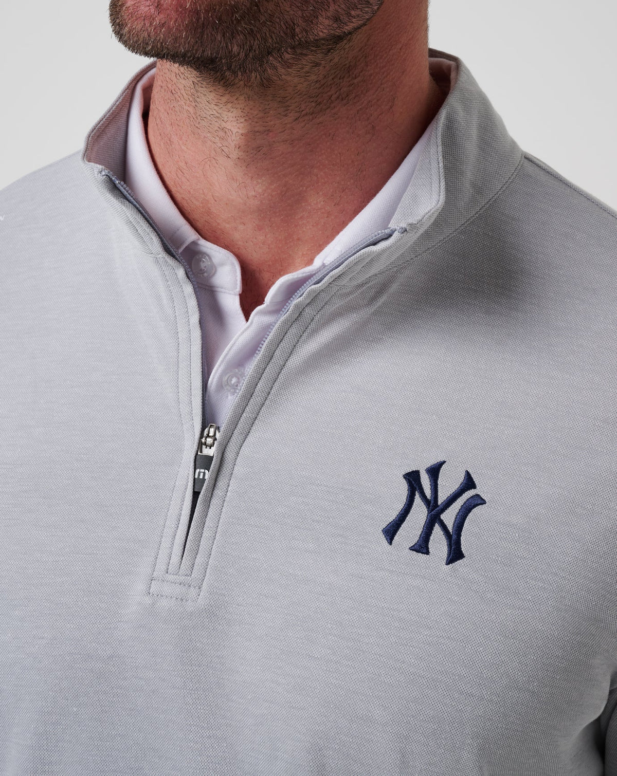 New York Yankees Time To Tailgate Quarter Zip Heather Grey | Travis Mathew