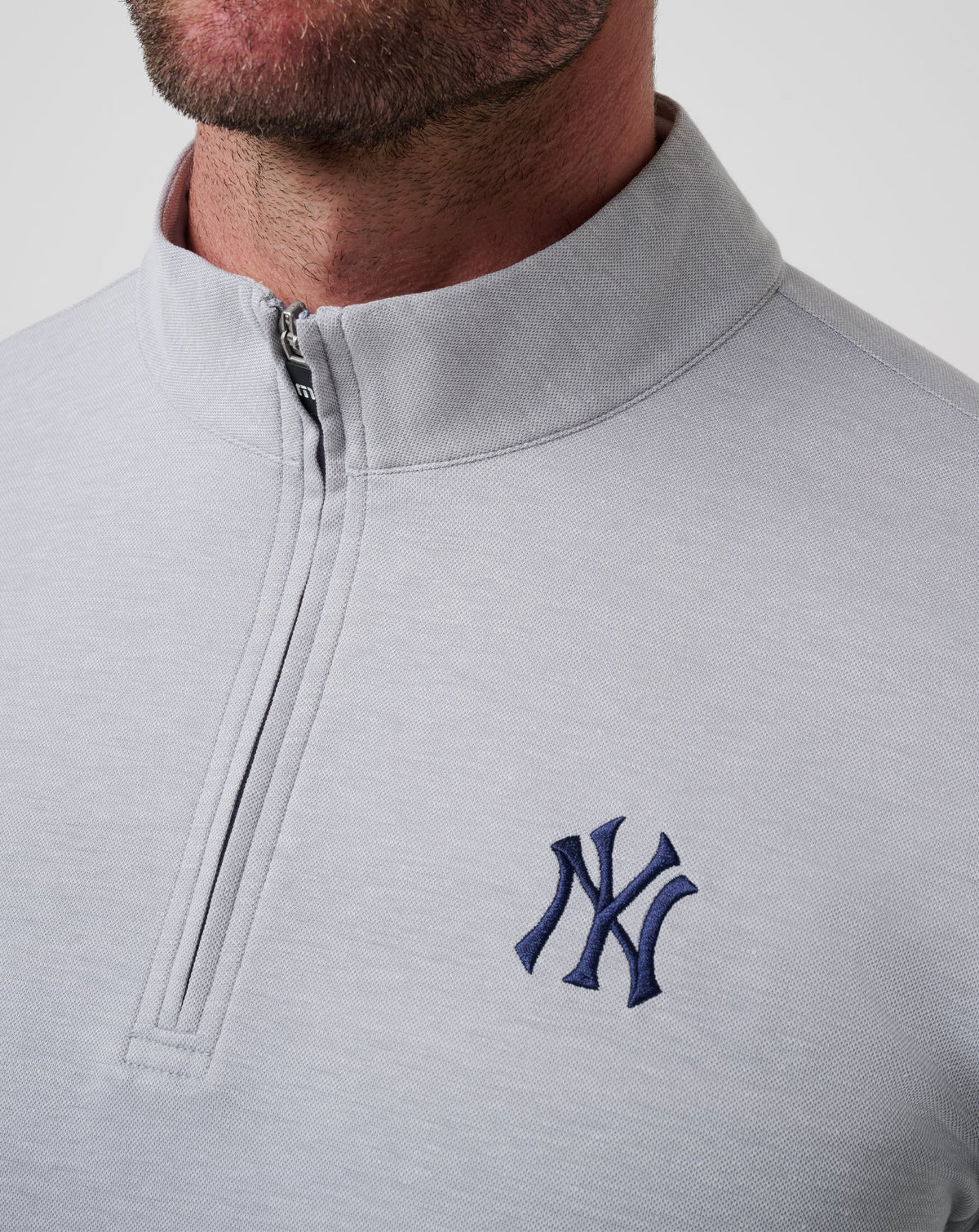 New York Yankees Time To Tailgate Quarter Zip Heather Grey | Travis Mathew