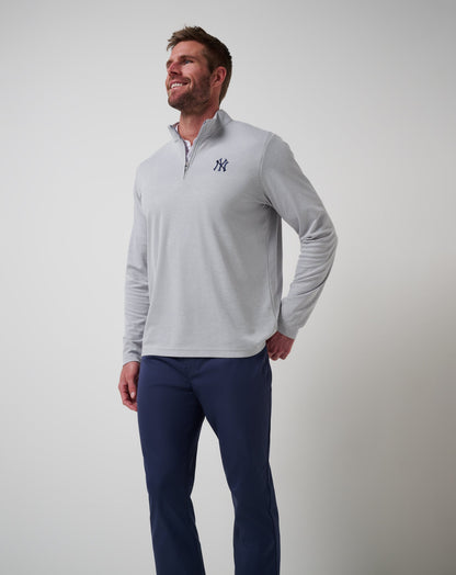 New York Yankees Time To Tailgate Quarter Zip Heather Grey | Travis Mathew