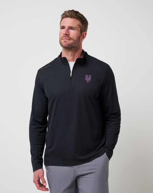 New York Mets Time To Tailgate Quarter Zip Black | Travis Mathew