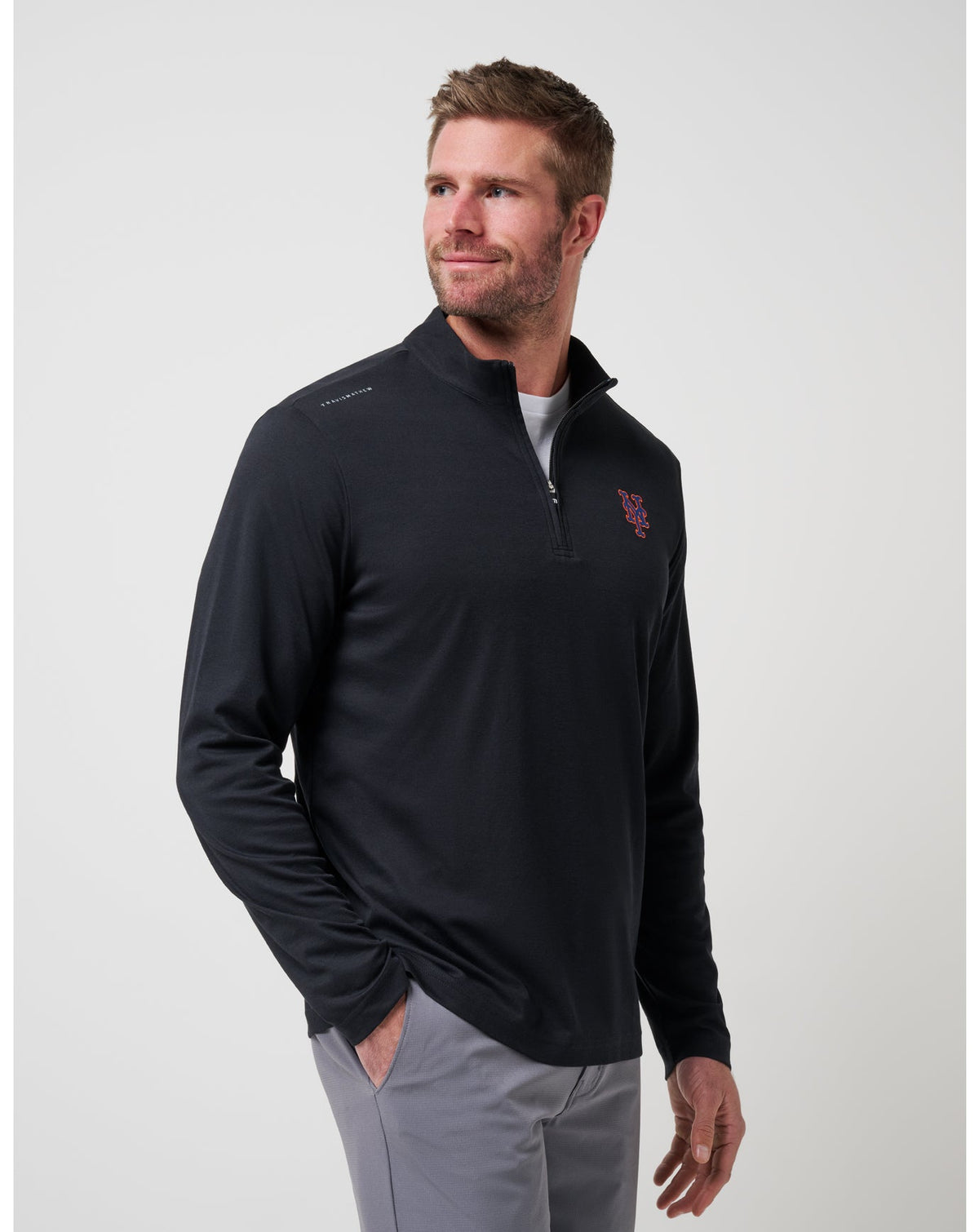 New York Mets Time To Tailgate Quarter Zip Black | Travis Mathew