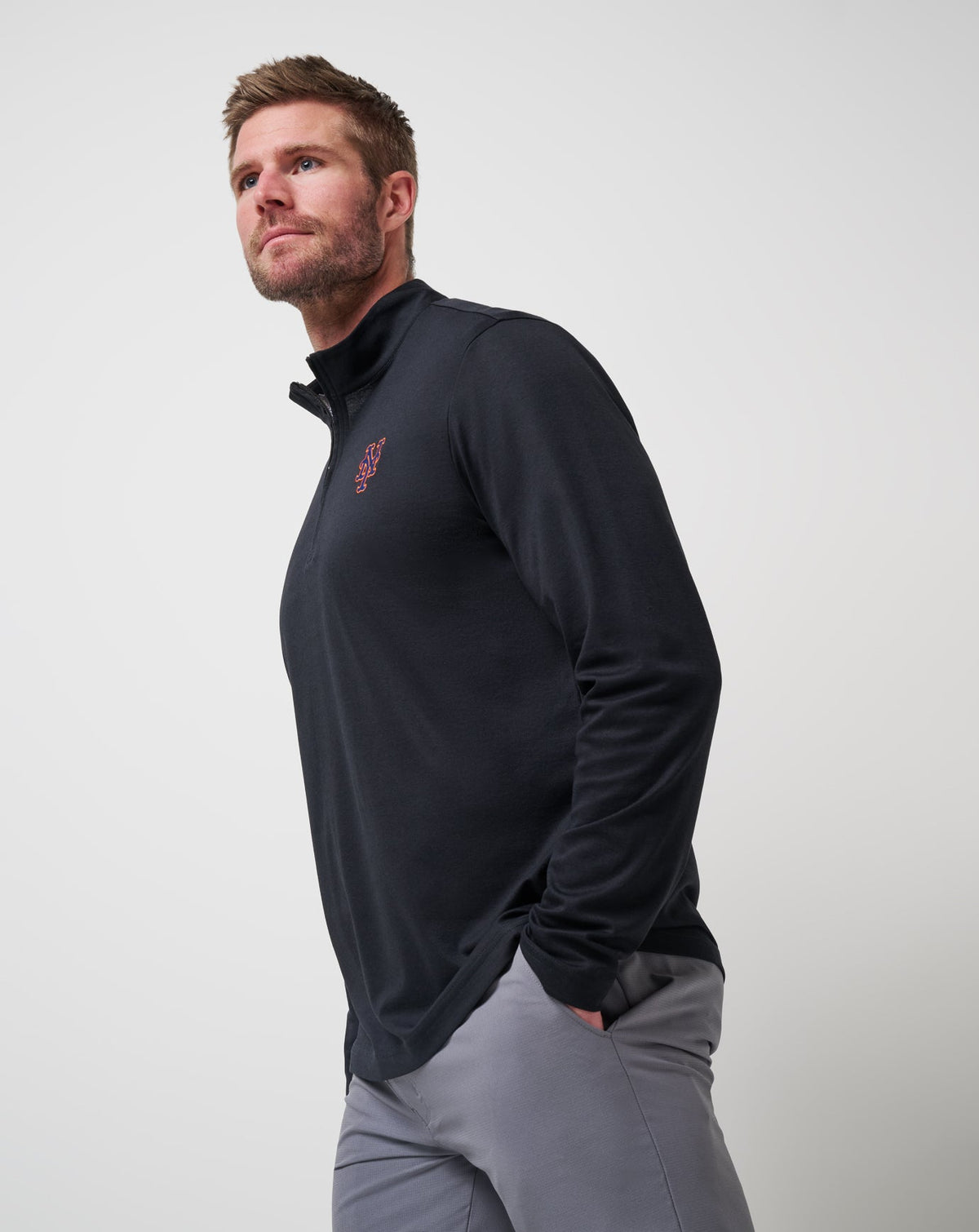 New York Mets Time To Tailgate Quarter Zip Black | Travis Mathew
