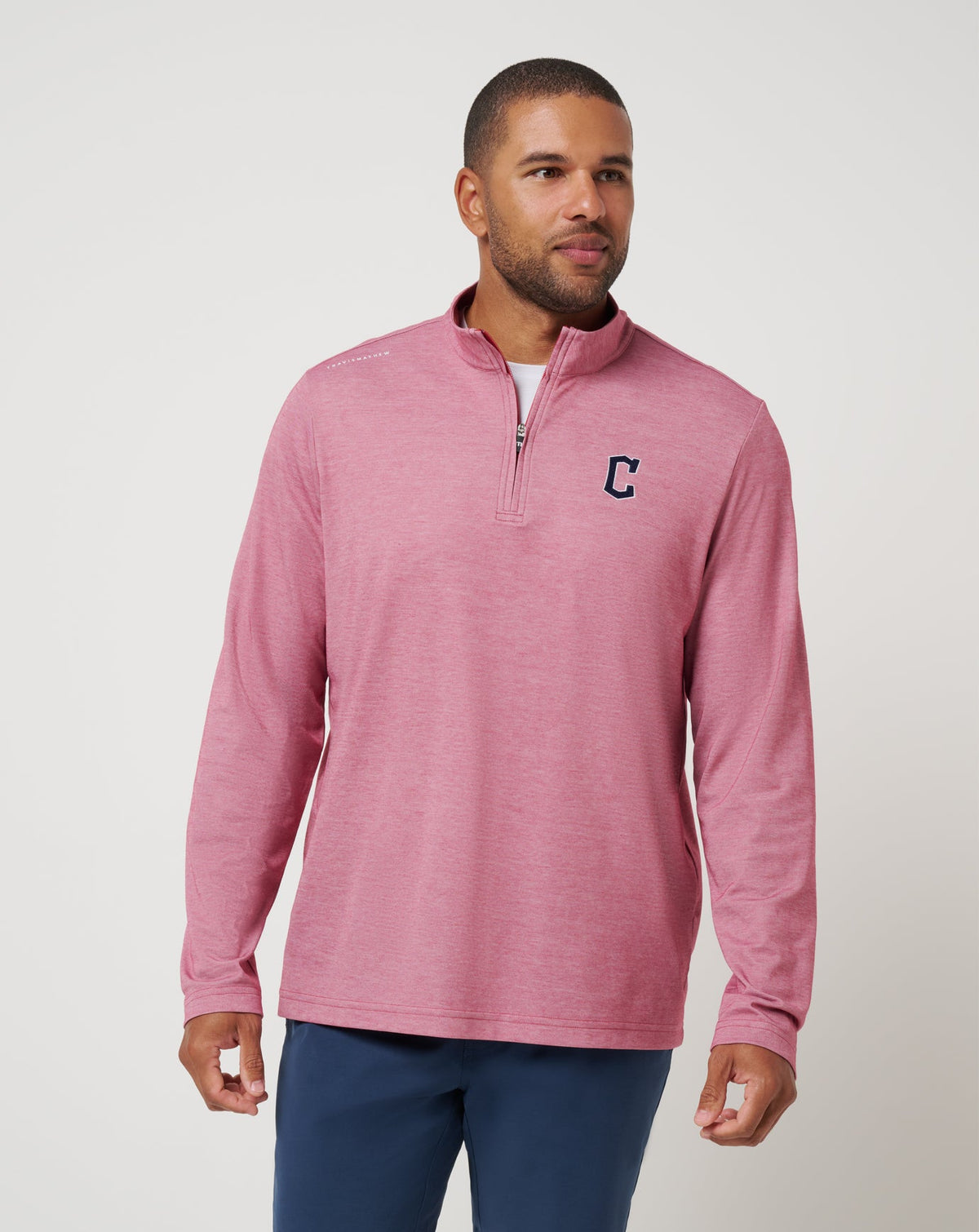 Cleveland Guardians Time To Tailgate Quarter Zip Heather Red | Travis Mathew