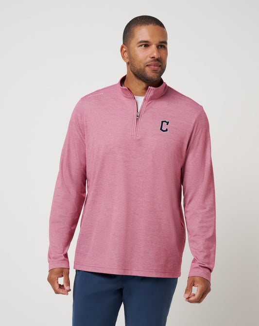 Cleveland Guardians Time To Tailgate Quarter Zip Heather Red | Travis Mathew