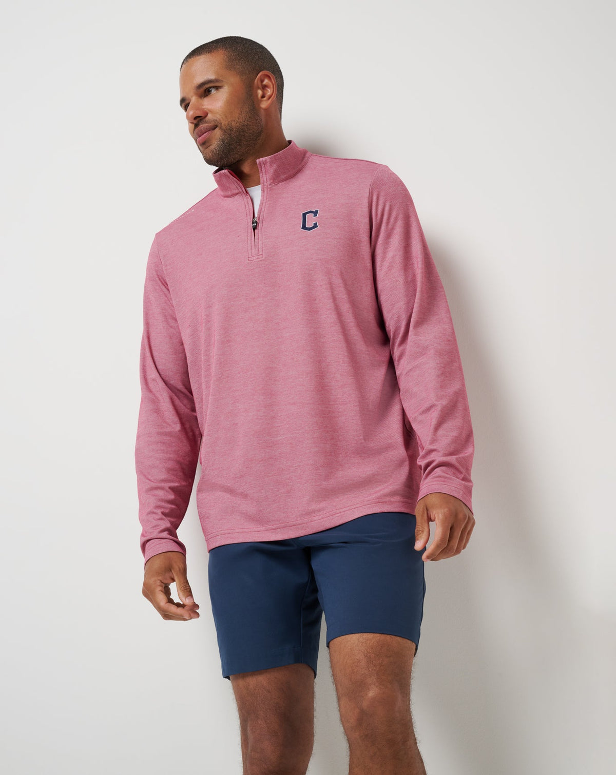 Cleveland Guardians Time To Tailgate Quarter Zip Heather Red | Travis Mathew
