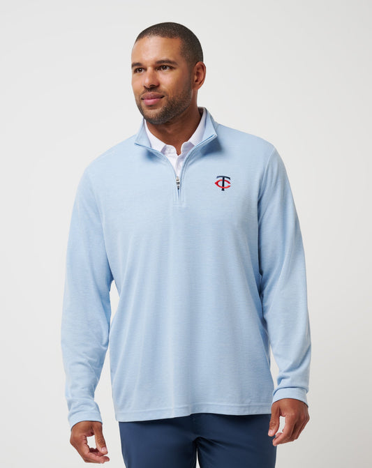 Minnesota Twins Time To Tailgate Quarter Zip Heather Blue | Travis Mathew
