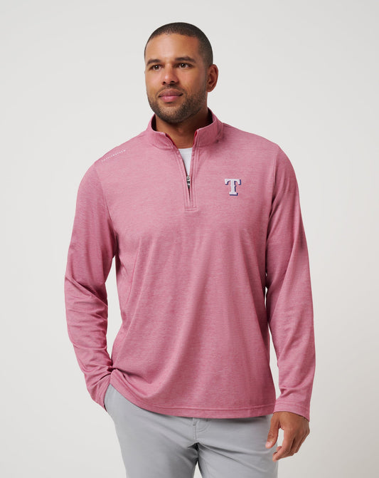 Texas Rangers Time To Tailgate Quarter Zip Heather Red | Travis Mathew
