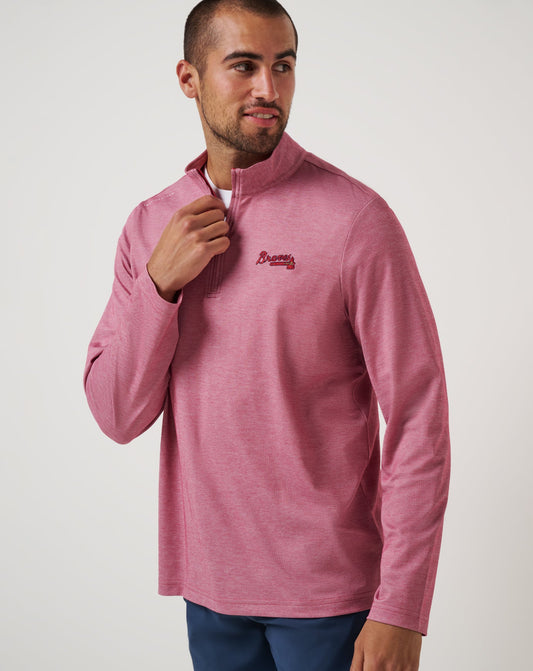 Atlanta Braves Time To Tailgate Quarter Zip Heather Red | Travis Mathew